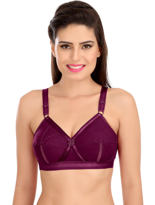 Solid Cotton Minimizer Bra(Size36)(Colorpurple)