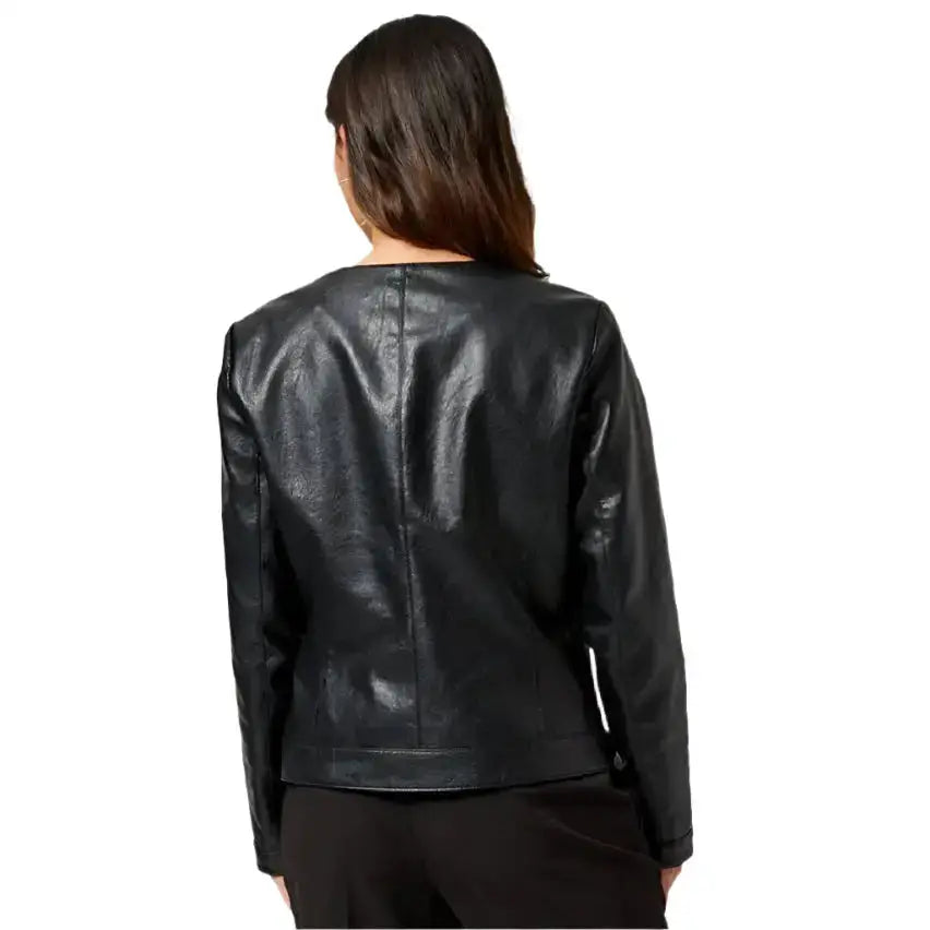 Women’s Petite Black Leather Jacket